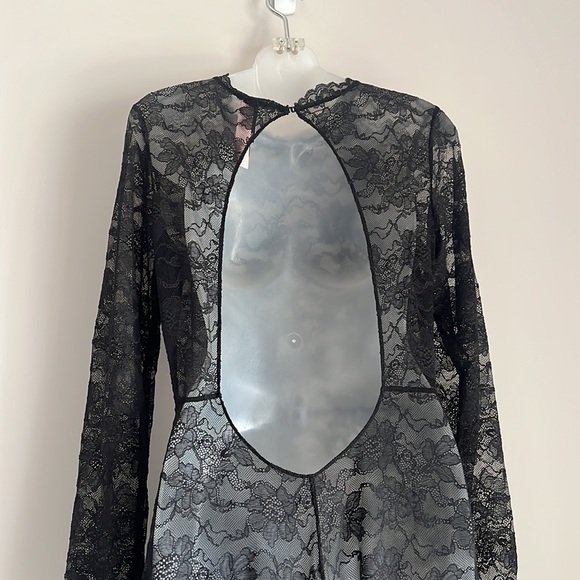 Victoria’s Secret stretch lace long sleeve open back jumpsuit bodysuit catsuit - Picture 10 of 14